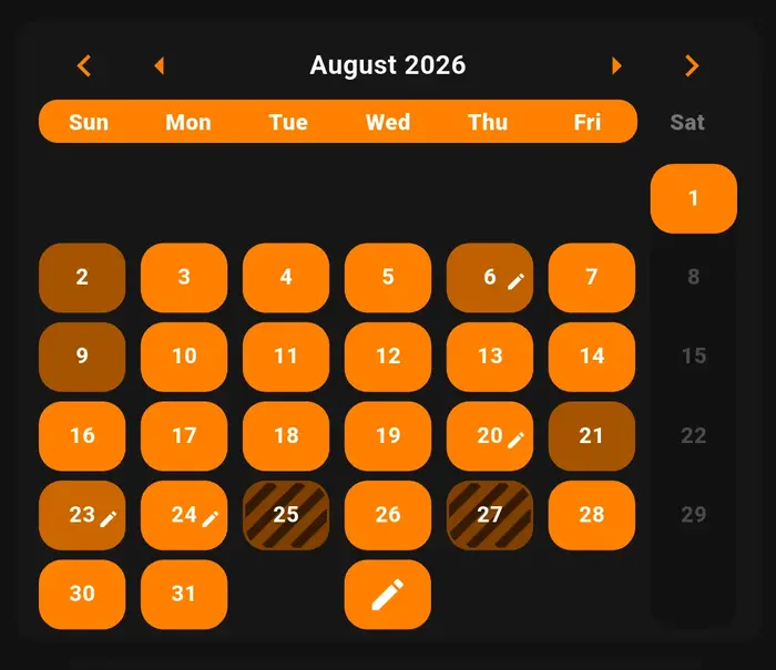 StreakRise calendar showing completed days